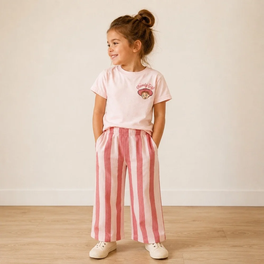 Disney Toy Story Jessie Cowgirl Pink T-Shirt and Striped Wide Leg Pants Set 5T